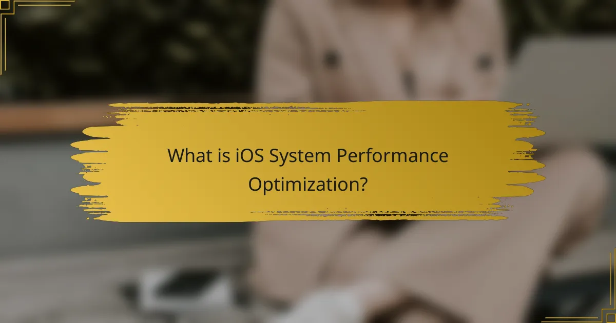 What is iOS System Performance Optimization?